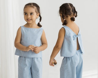 Naaipatroon Top voor kind van 2 tot 7 jaar, top met strik aan de achterkant, naaipatronen voor kinderkleding, naaipatroon peutermeisje