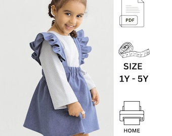 Modello di gonna da bambina in formato PDF – Grembiule con balze per neonati e bambini piccoli / Abiti fai da te facili / Download immediato