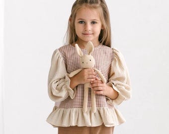 Cartamodello per camicetta con volant da bambina in formato PDF – Top con maniche a sbuffo per bambine e bambini