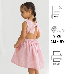 Girl Dress PDF Sewing Pattern – Baby & Toddler Party Dress with Bow | Sizes 1M–6Y | Special Occasion, Beginner sewing pattern