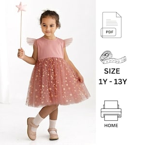 Kids Fairy Dress PDF Sewing Pattern | Girls Tulle Dress | Flower Girl, Wedding & Birthday Outfit DIY PDF Sewing Pattern, Sewing Tutorial