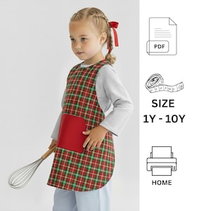 Crossed apron sewing Pattern for 1-10 years kids, Crossed apron for kids, PDF sewing pattern, Reversible apron sewing pattern for kids
