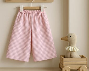 Pants PDF sewing patterns, size  2-6Y, Culottes pants pattern for kids