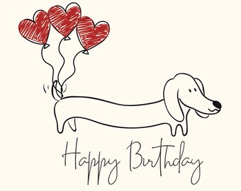 birthday card, dachshund, card, greeting card, present, card