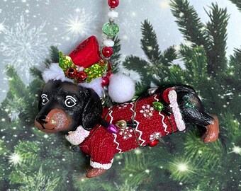 DAD-24CB Dachshund Dogs 'Love You Dad' Christmas Tree Bauble Decoration Gift 