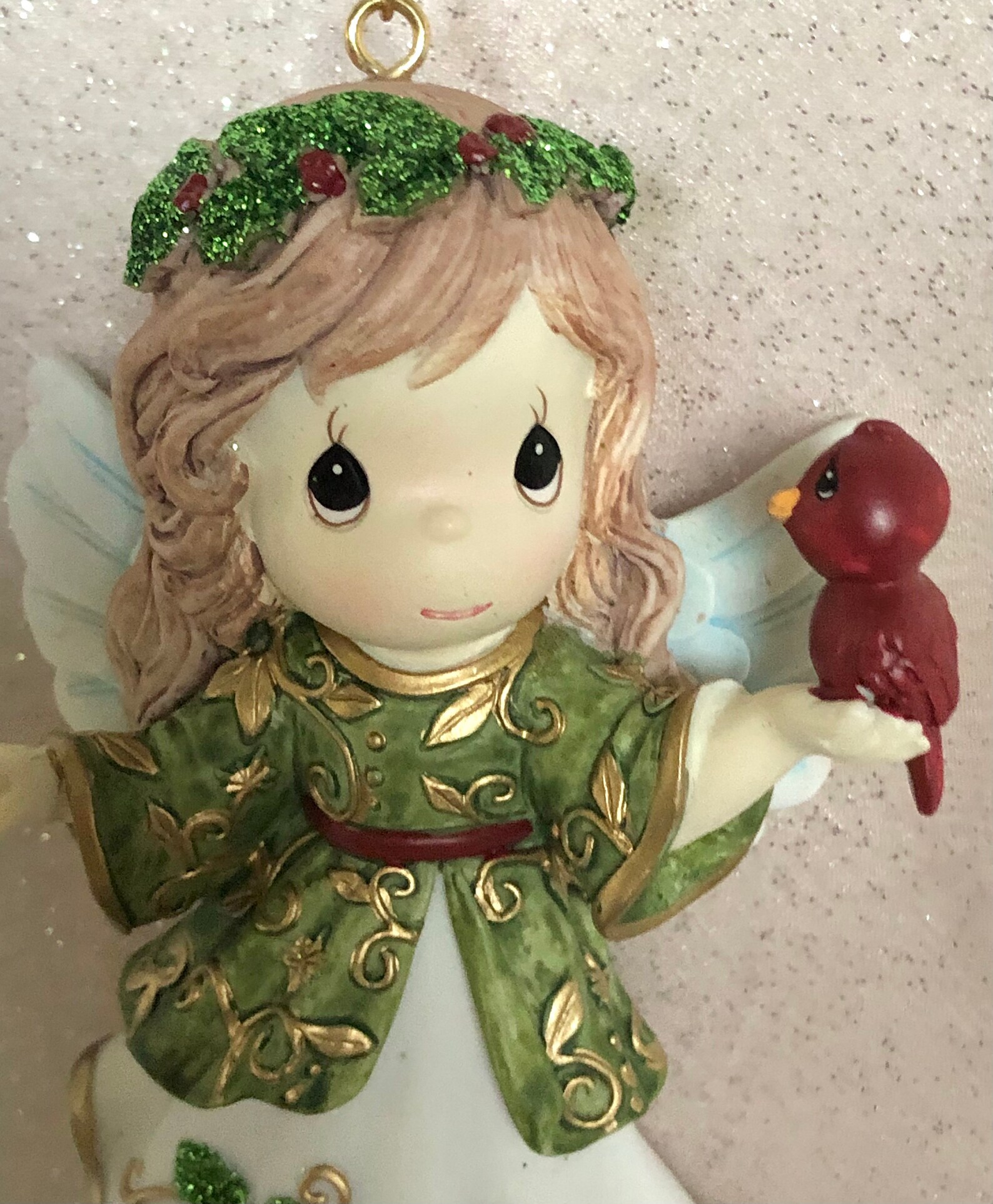 Precious Moments Ceramic Angel Holding Red Cardinal Christmas Etsy