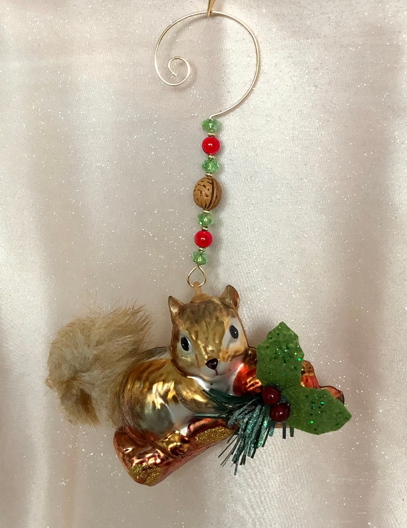 Adorable Bushy Tailed Squirrel Glass Christmas Ornament with Etsy