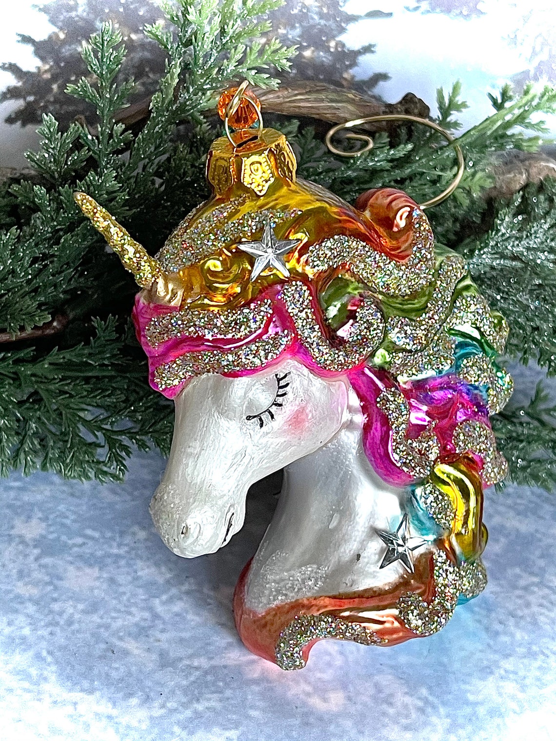 Colorful Unicorn Glass Christmas Ornament Handmade Etsy