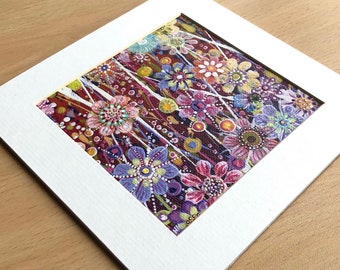 Warming Blooms Original Painting Floral Light Impasto Small Acrylic Painting Colourful Home Decor Mounted Original