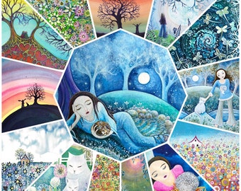 Lot de 3 cartes de voeux Choisissez vos propres cartes artistiques Cartes vierges Pic & Mix emballées individuellement Cartes colorées fantaisistes et chaleureuses pour toutes les occasions