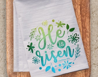 He is Risen and Be Still & Know - Set of two Easter premium tea towel