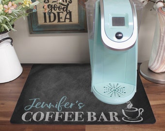 Personalized Chalkboard Style Coffee Maker Mat -