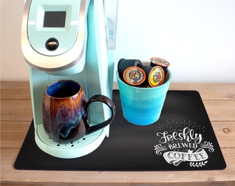 Freshly Brewed Coffee Mat: Washable Coffee Bar Decor