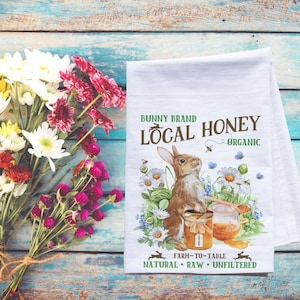 Honey Bunny Kitchen Towel Bee farmers Gift Towel Honeybee Flour Sack Tea Kitchen Dish Towel Wildflower Honey With Honey Bees