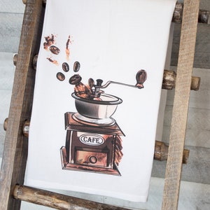 Vintage Coffee Grinder premium tea towel image 2