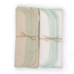 Pastel mint green Paperless Towels in bright white or natural birdseye reusable paper towel alternative, zero waste image 3