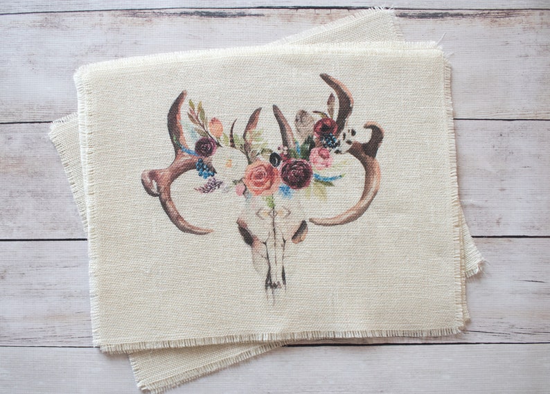 Boho floral skull placemats set of two bohemian style place mats image 4