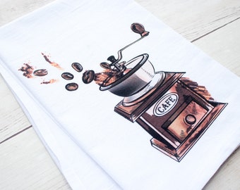 Vintage Coffee Grinder - premium tea towel