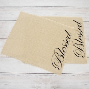 Blessed burlap placemats - set of two