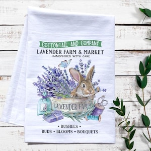 Cottontail Lavender Farms Kitchen Towel Lavender Farm & Market Tea Towels Lavender Home Decor Lavender Kitchen Bath Hand Towels Easter Gift