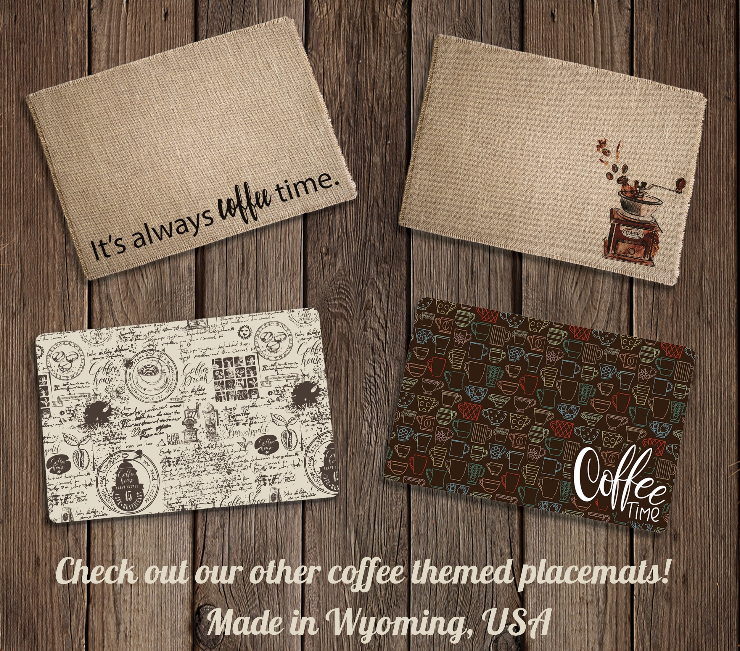 Coffee makes life better, burlap coffee maker placemat, farmhouse decor,  coffee lover gift, coffee bar, coffee mat, coffee bar accessories