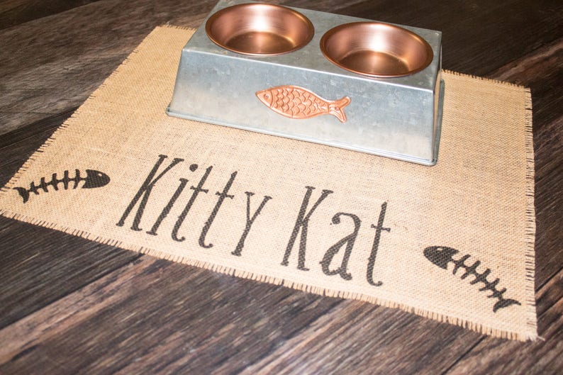 Kitty Pet Placemat for Cat Food Bowls Personalized With Your Etsy