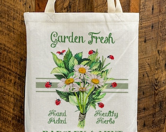 Garden Fresh Parsley & Mint canvas tote bag -  premium canvas carryall bag perfect for books, shopping or a reusable grocery bag