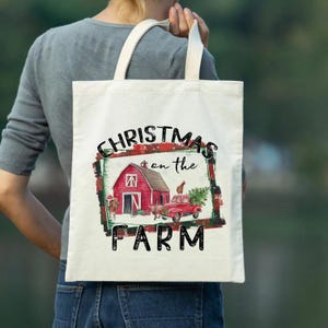 Christmas Gift Tote Bag Christmas On The Farm Tote Bag Christmas Gift Bag Vacation Tote Bag Christmas Gift Tote Bag Christmas Cute Tote Bag