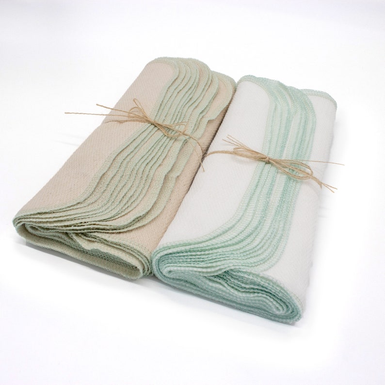 Pastel mint green Paperless Towels in bright white or natural birdseye reusable paper towel alternative, zero waste image 7