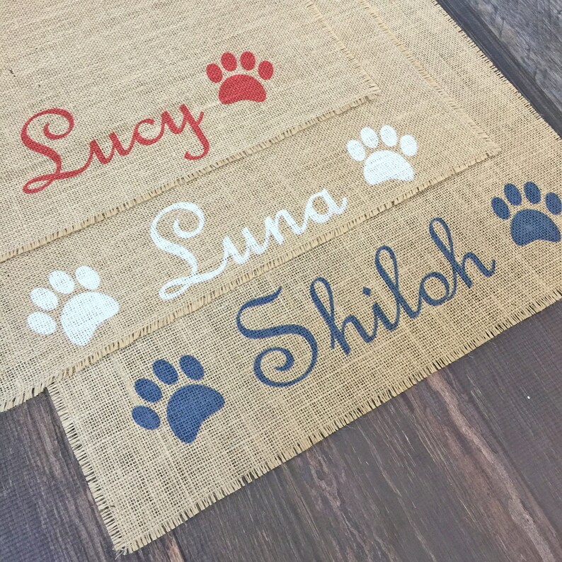 Custom colored puppy dog pet placemat for dog food bowls personalized with your pets name image 3