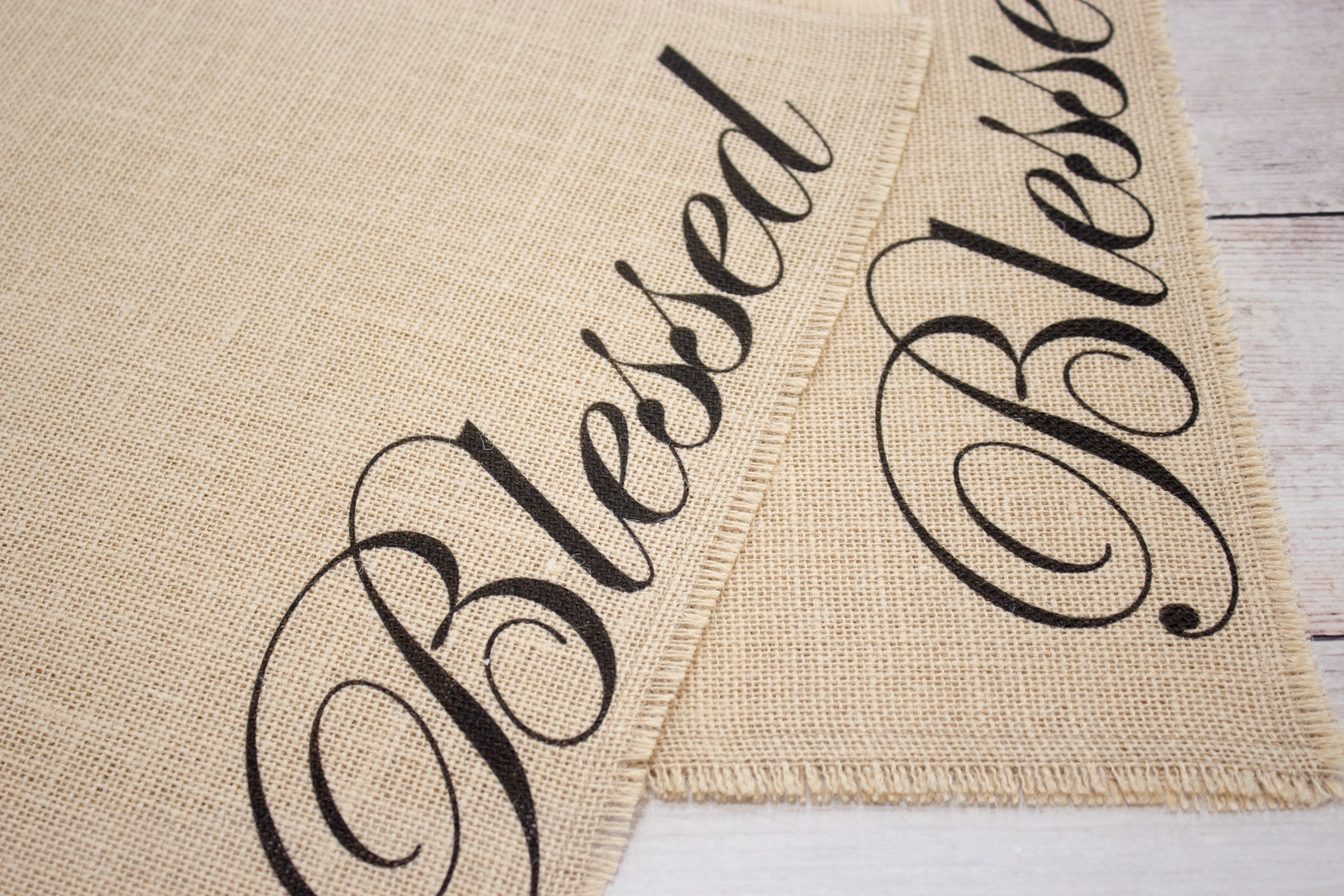 Blessed burlap placemats set of two Etsy