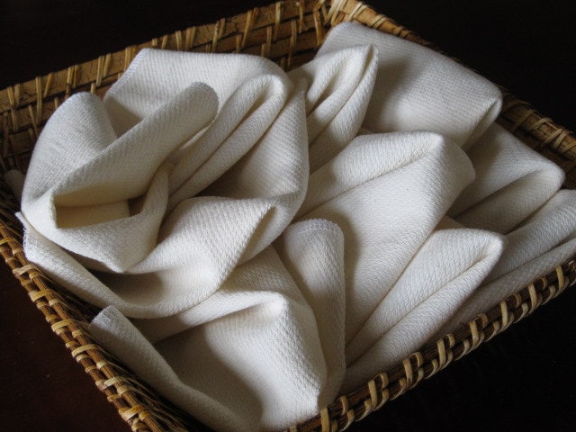 1 Ply 14x14 Inches Natural Unbleached Birdseye Paperless Towel Set of 10 Assorted Earthtone Edging 