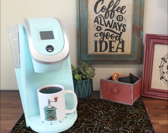 Coffee Maker Mat: Colorful Coffee Bean Design, Non-Slip, Washable