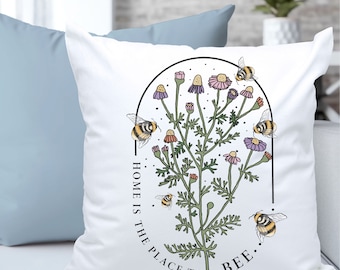 Farmhouse Honey Bee Throw Pillow - Home Decor Housewarming Gift