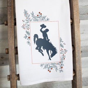Contemporary Wyoming Steamboat Christmas Dish Towel -  premium flour sack tea towel