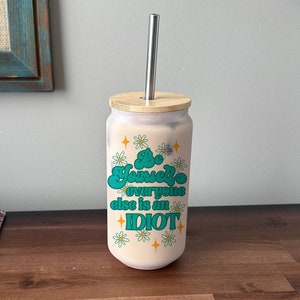 Snarky Frosted Glass Iced Coffee Cup with Bamboo Lid