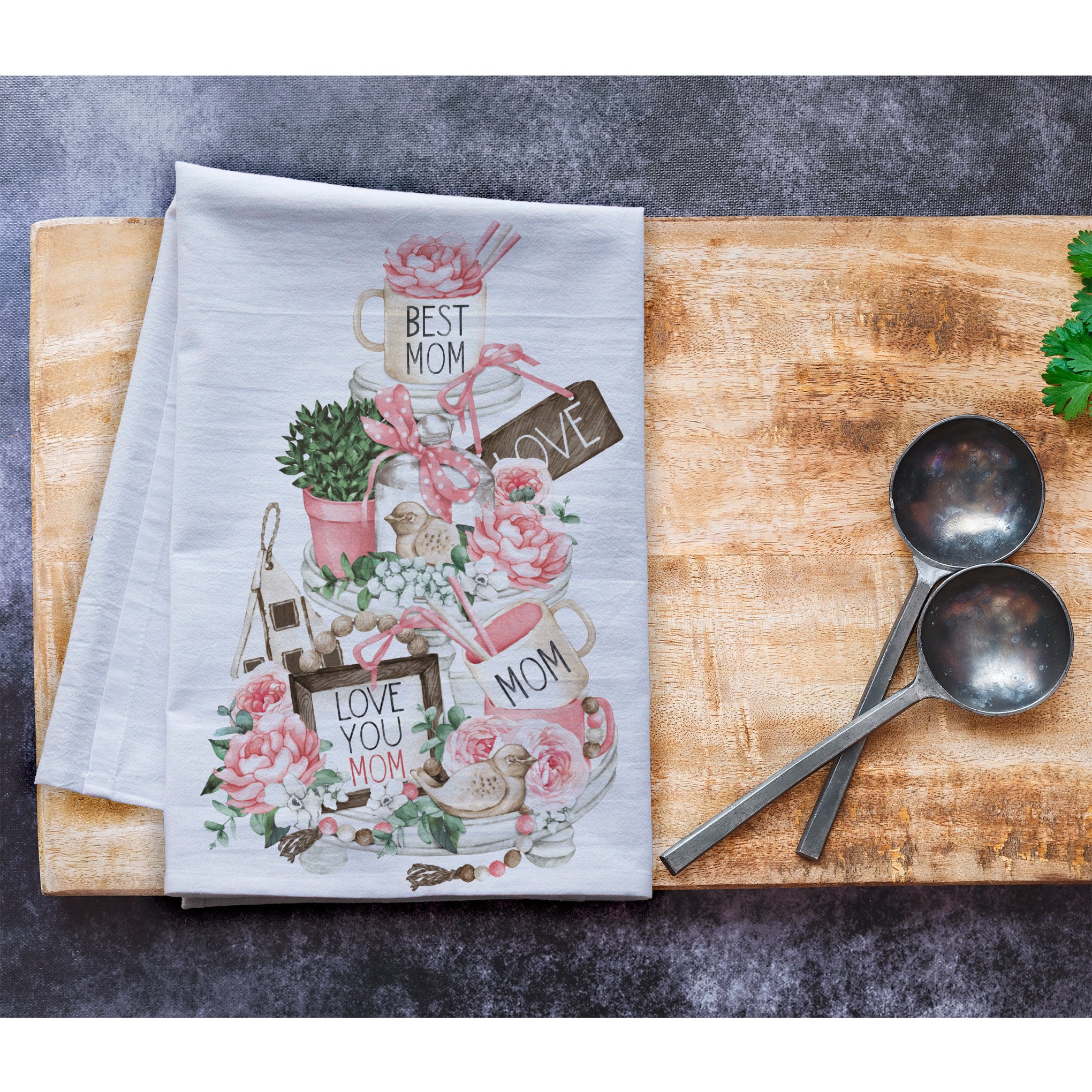 Mom Tier Tray Dish Towel - premium flour sack tea towel for Mother's Day