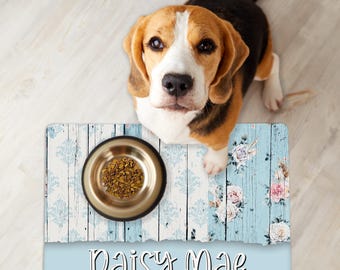 Personalized Pet Placemat: Cottage Chic, Washable Dog Food Mat