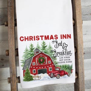Christmas Gift Tea Towel Christmas Inn Towel Christmas Kitchen Towel Winter Xmas Hand Towels Xmas Holly Dish Towels