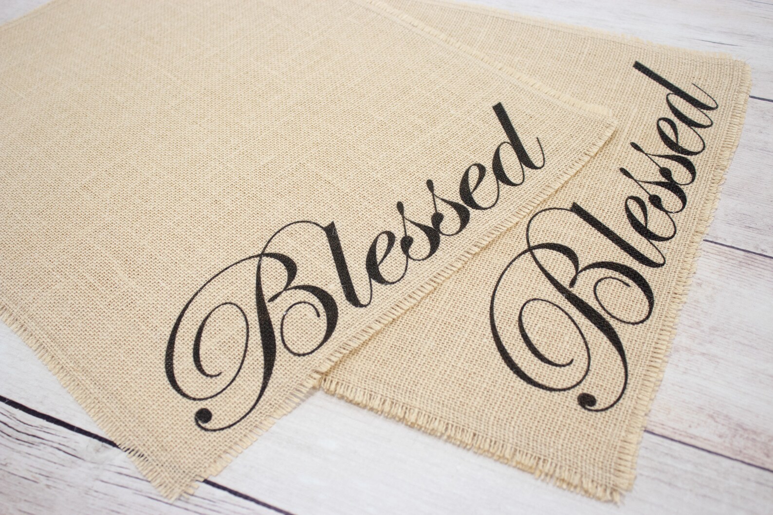 Blessed Burlap Placemats Set of Two Etsy