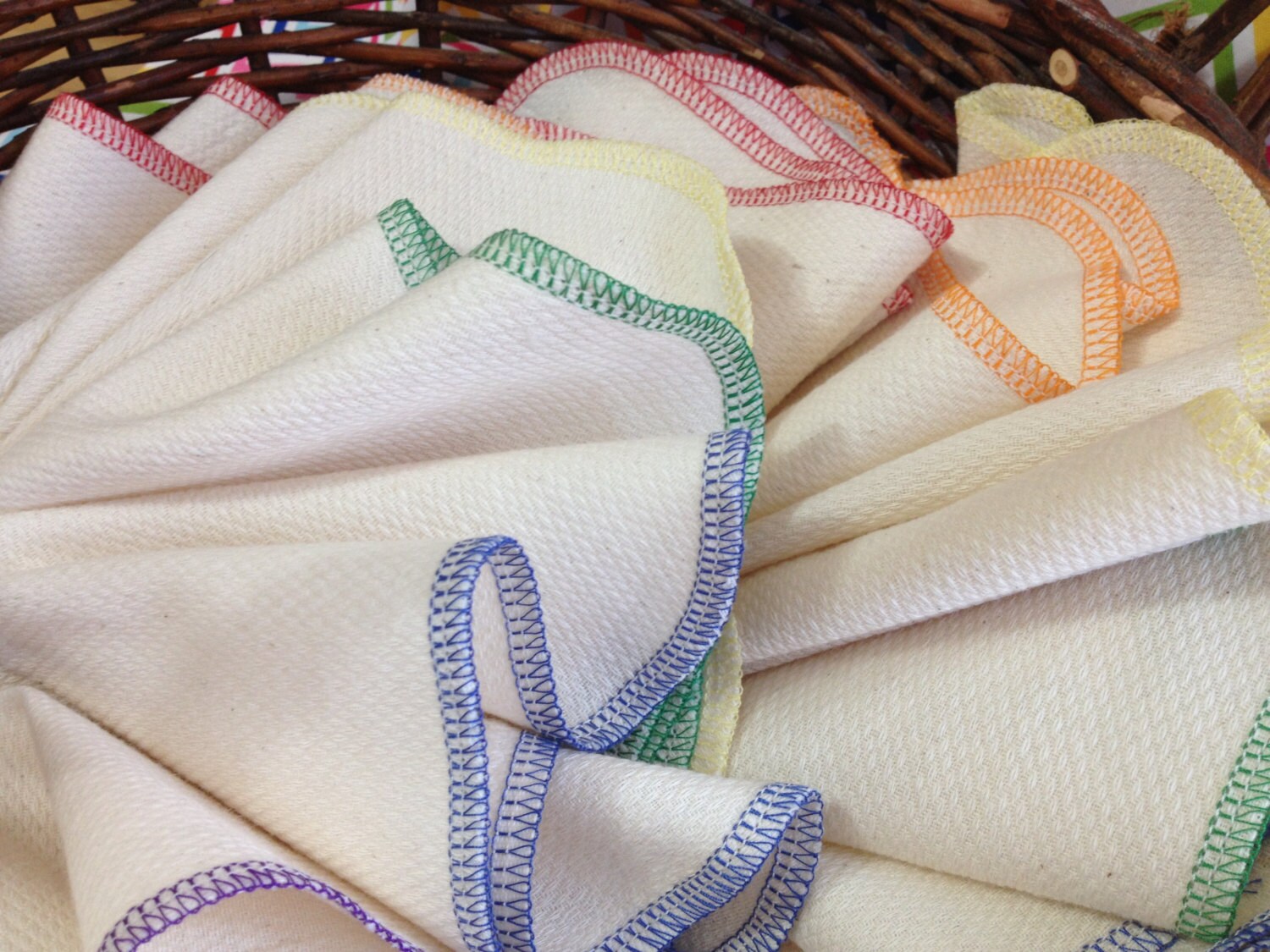 24 Birdseye Reuseable Unpaper Towels in Rainbow Colors