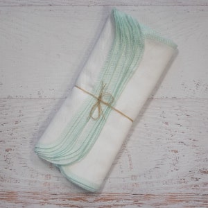 Pastel mint green Paperless Towels in bright white or natural birdseye reusable paper towel alternative, zero waste image 5