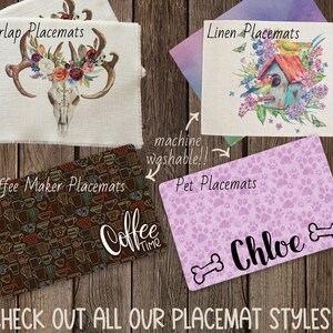 Boho floral skull placemats set of two bohemian style place mats image 6