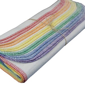 One Dozen Rainbow Paperless Towels in Bright White or Natural Birdseye, Eco-Friendly, Zero Waste Living, Reusable Paper Towel Alternative image 7