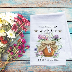 Fresh Wildflower Honey- premium flour sack tea towel farmer&#39;s market inspired