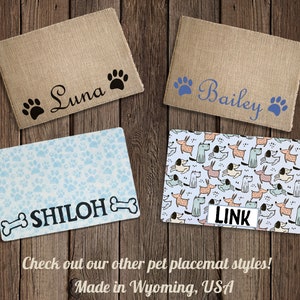 Custom colored puppy dog pet placemat for dog food bowls personalized with your pets name image 6