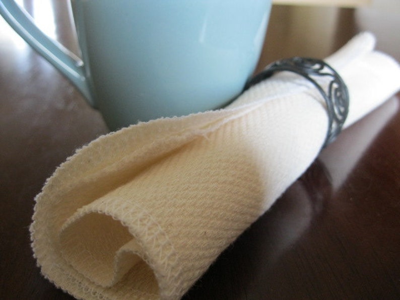 Two Dozen Unbleached birds eye paperless Towels natural undyed birdseye weave cotton paperless towel image 3