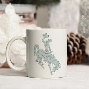 Wyoming Cowboys Steamboat Weiß Keramikbecher Wyoming Abenteuer Becher Wyoming Zustand Kaffeetasse Geschenkidee für Urlaub Geschenk des Vaters Geschenk 11 Unze