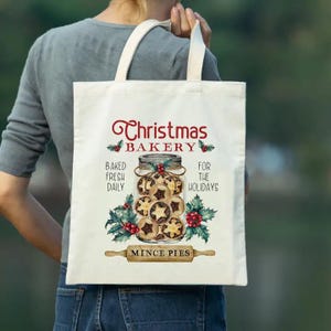 Christmas Tote Bag Christmas Bakery Tote Bag Xmas Gift For Christmas Retro Christmas Tote Bag Vintage Christmas Gifts