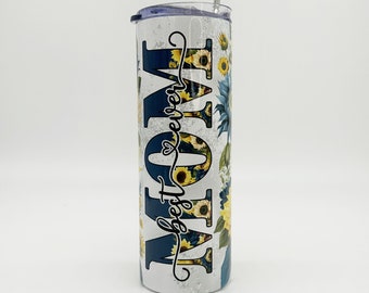 FREE SHIPPING Best Ever Mom Sunflower 20oz Skinny Tumbler -  Mother's Day gift or Mom Birthday present